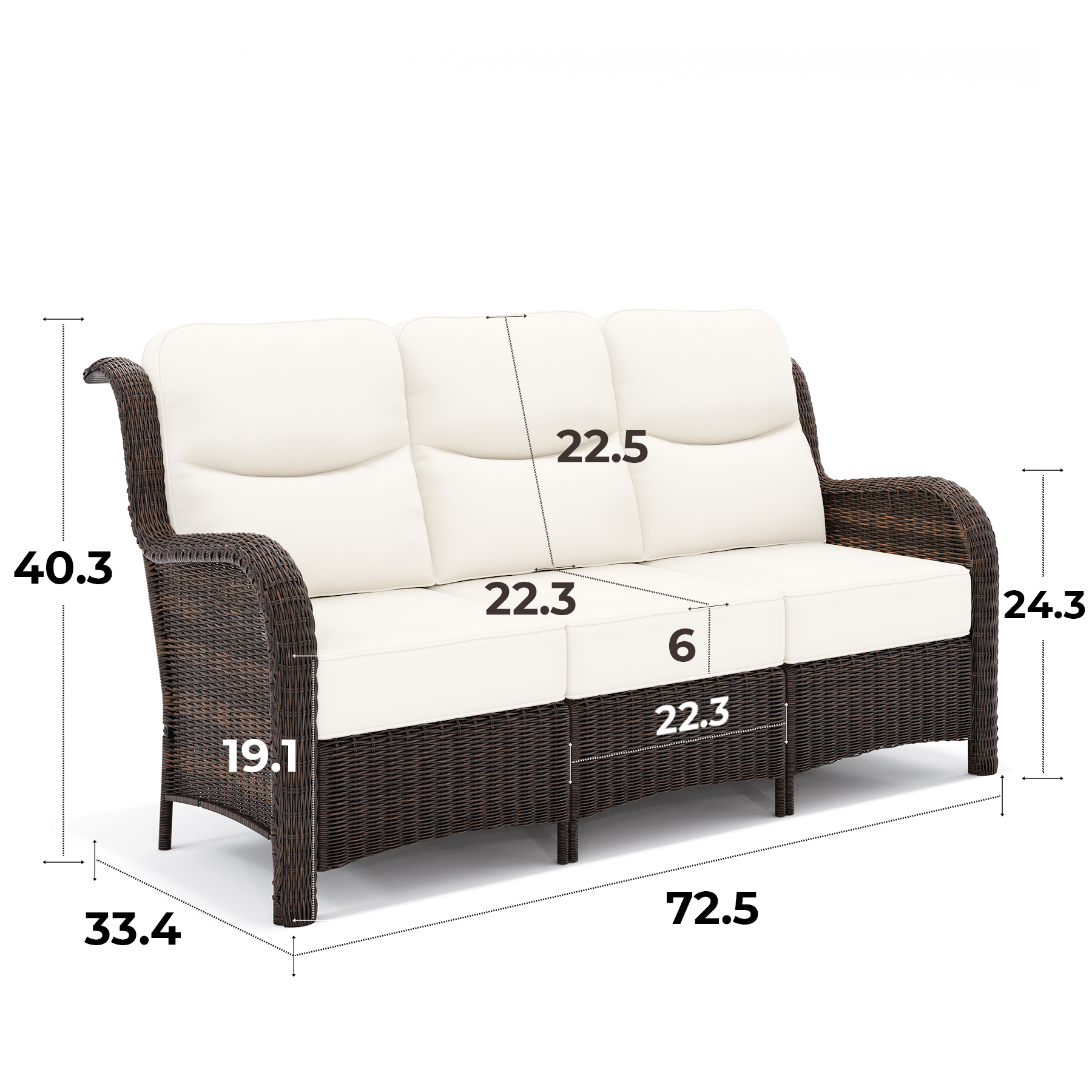 Outdoor Brown Wicker Sofa - 3 Seater