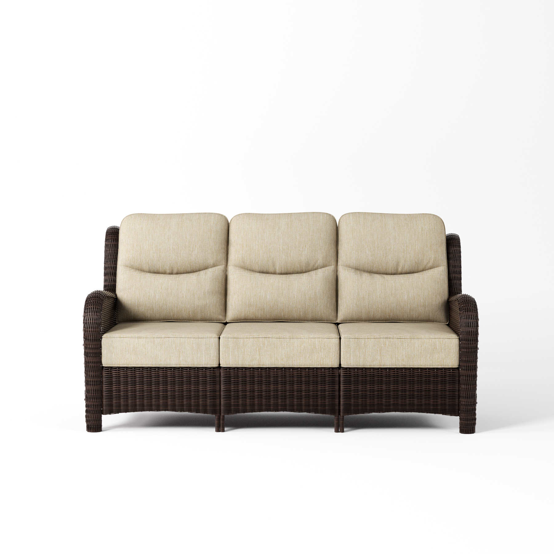 Outdoor Brown Wicker Sofa - 3 Seater