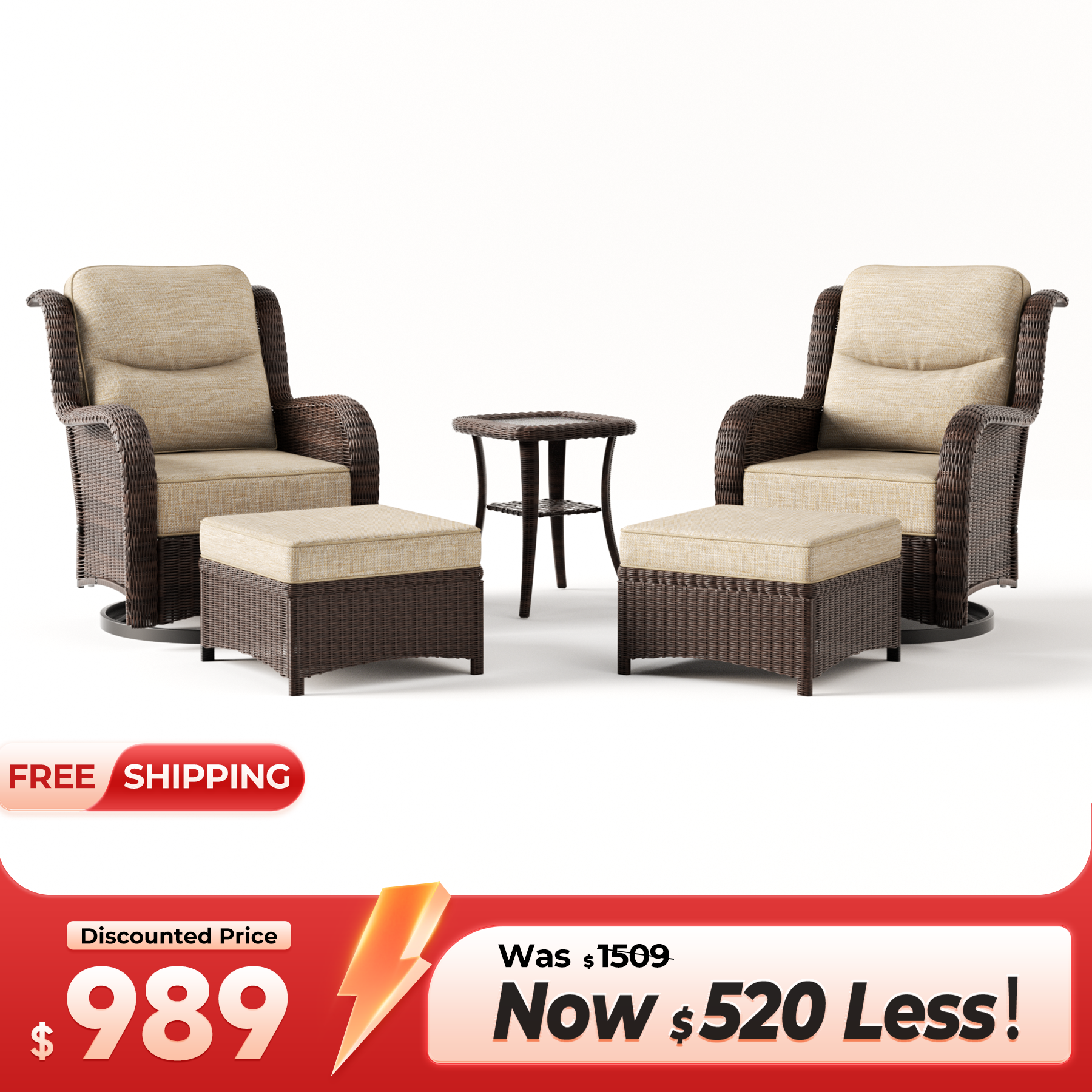 Outdoor Conversation Set With Ottomans