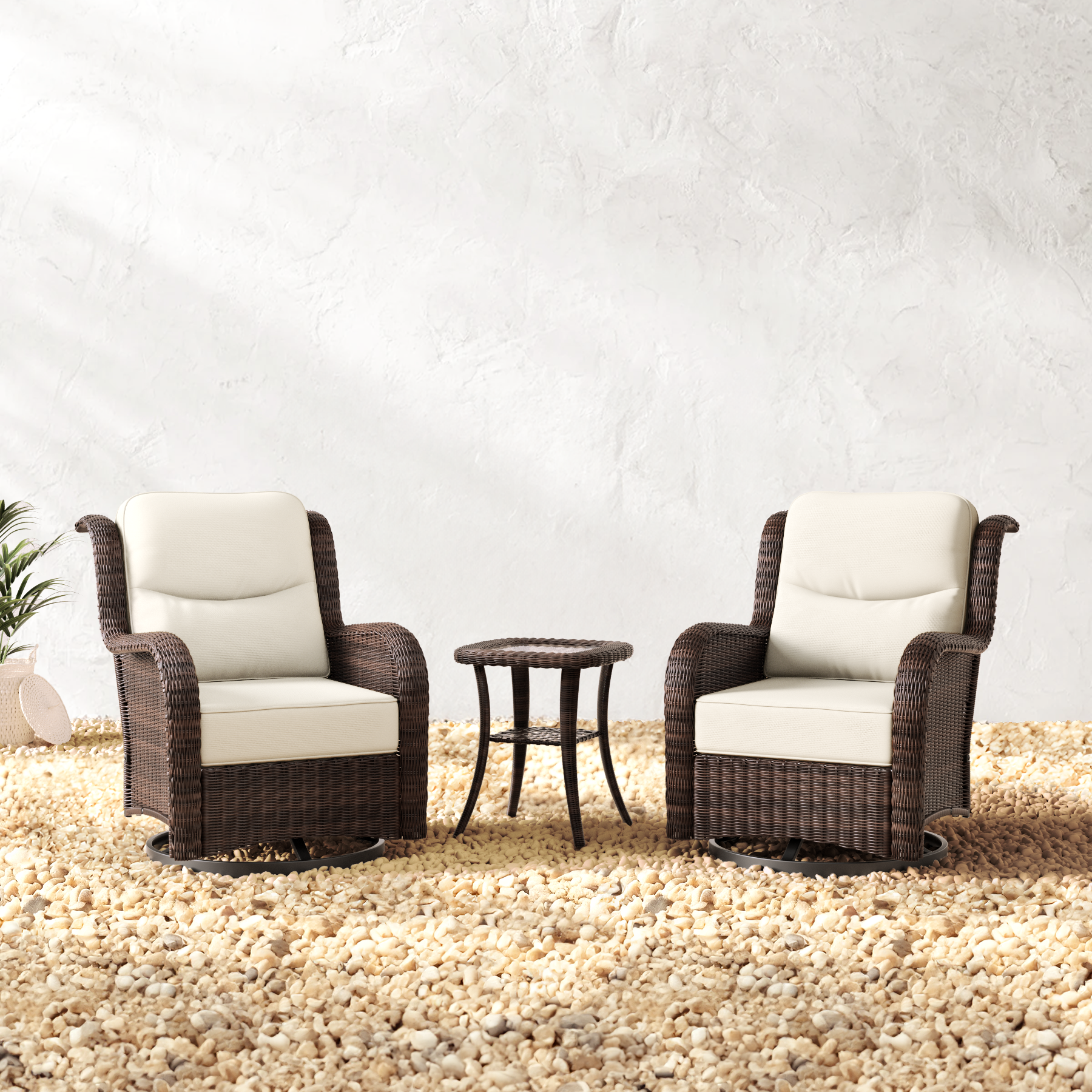 Outdoor Brown Wicker Conversation Set