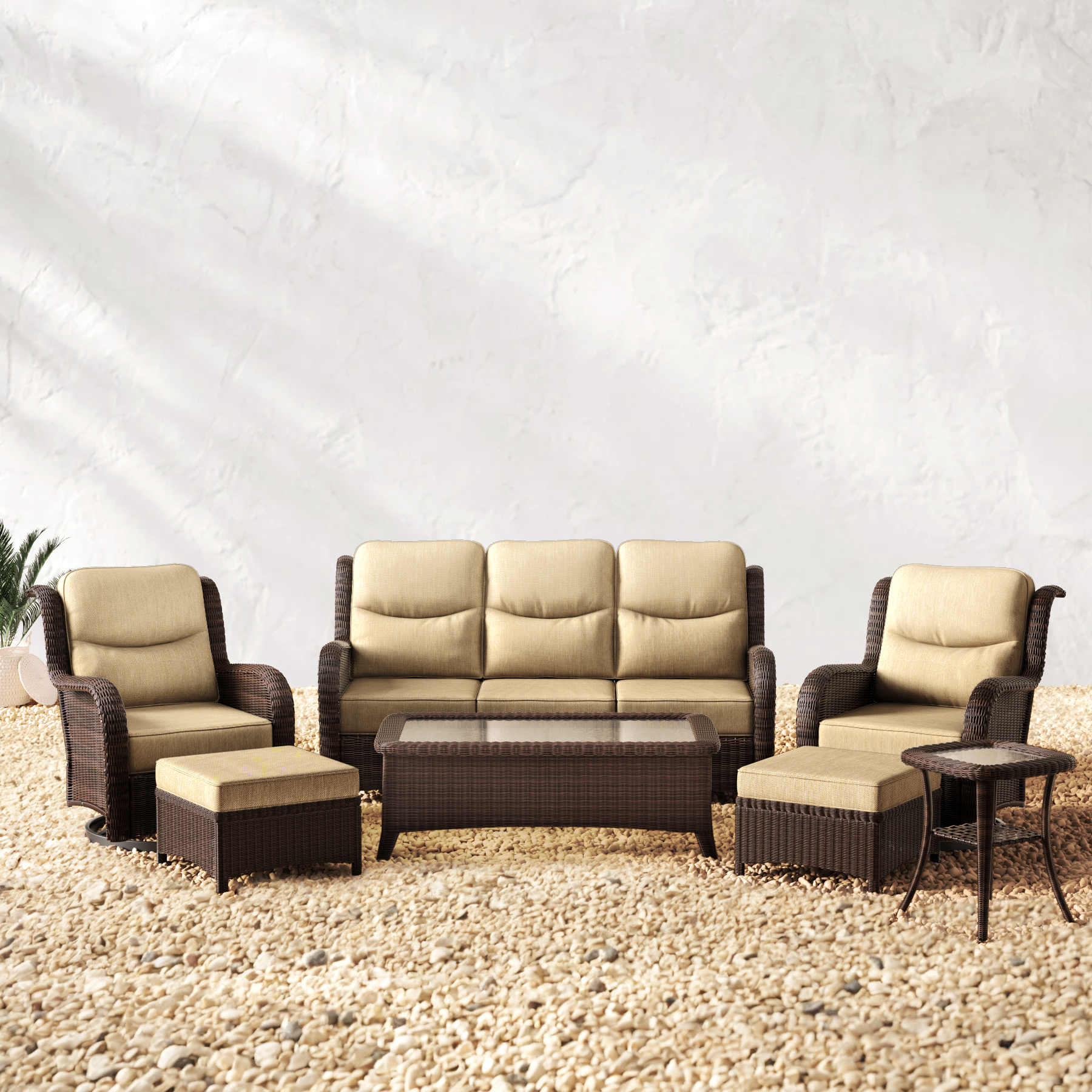 Patio Sofa Set With Tables