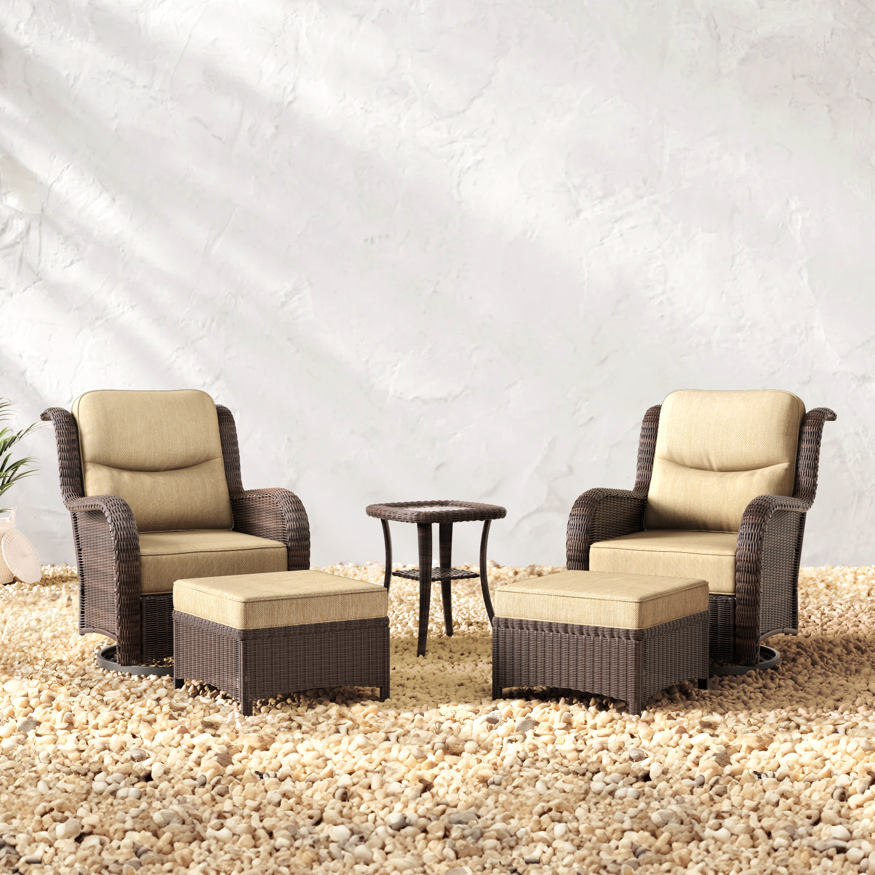 Outdoor Conversation Set With Ottomans