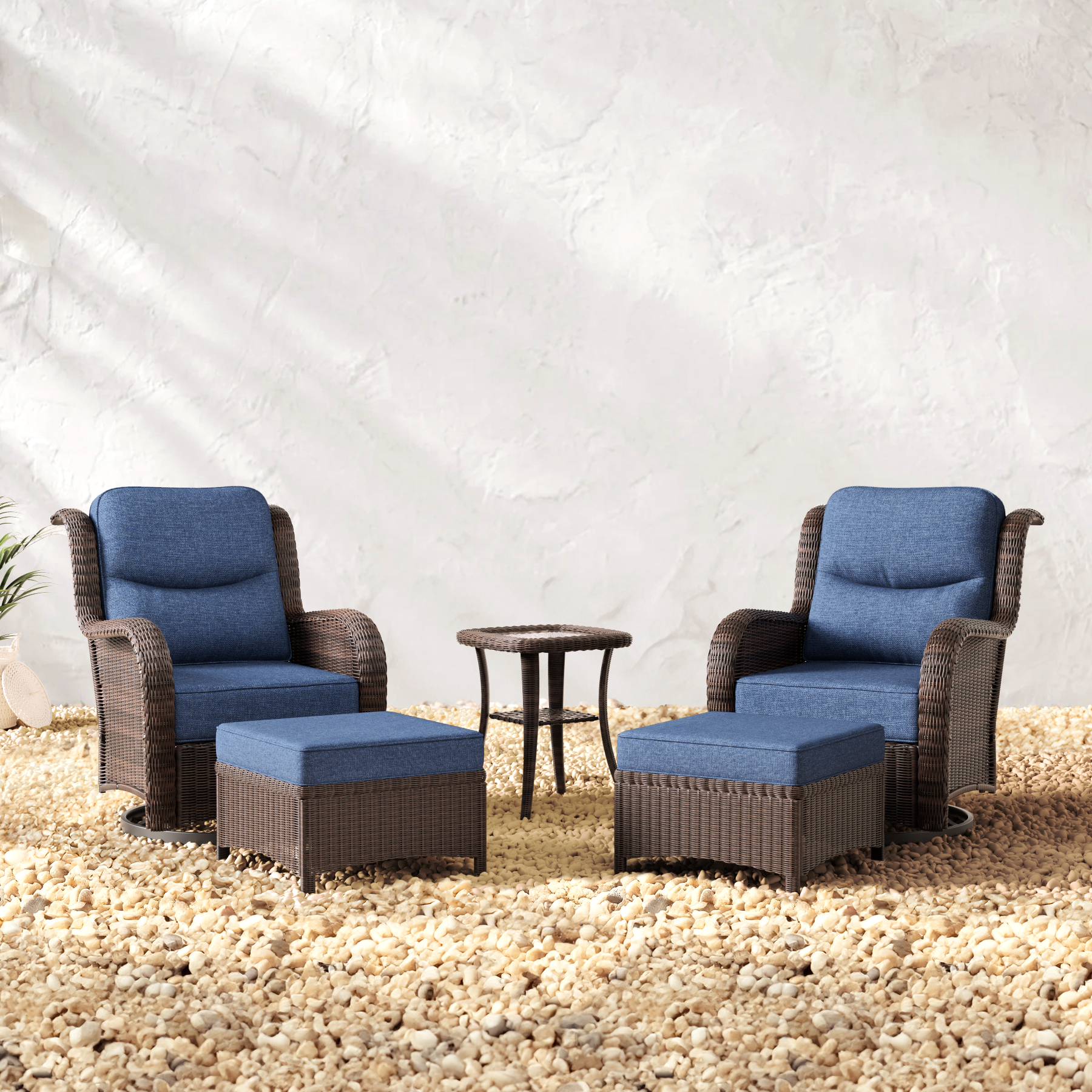 Outdoor Conversation Set With Ottomans