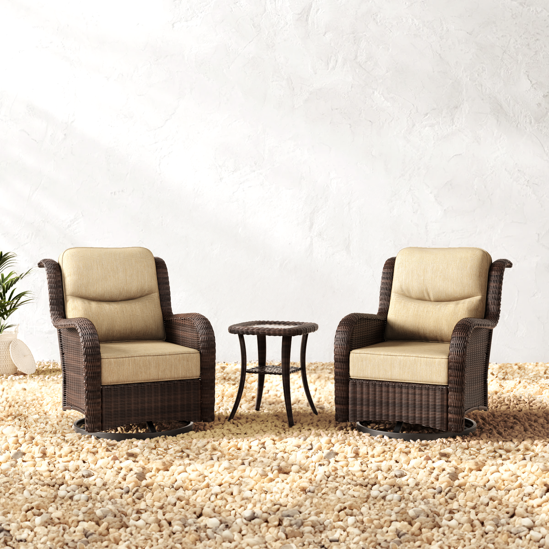 Outdoor Brown Wicker Conversation Set