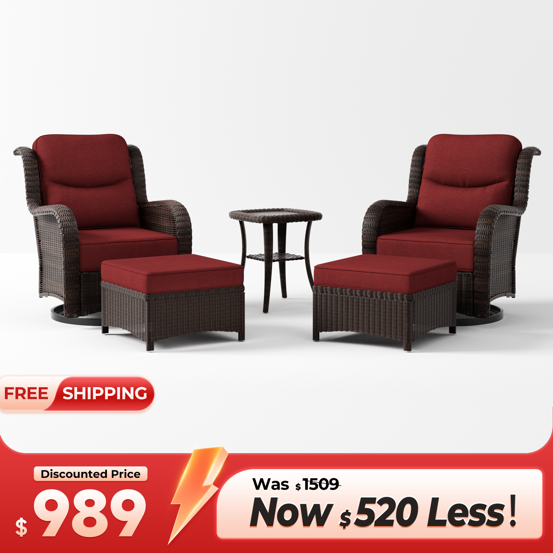 Outdoor Conversation Set With Ottomans