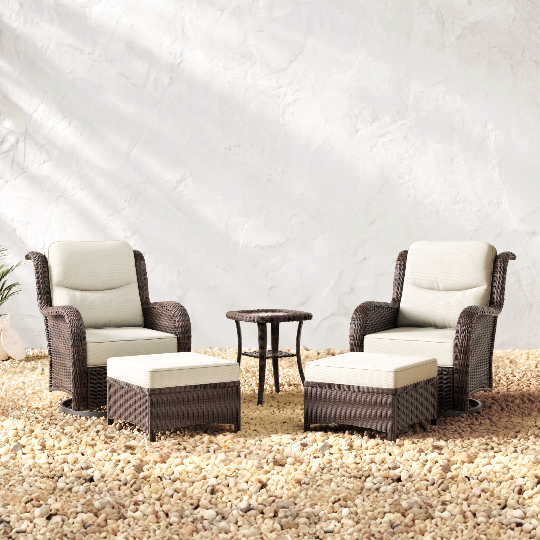 Outdoor Conversation Set With Ottomans