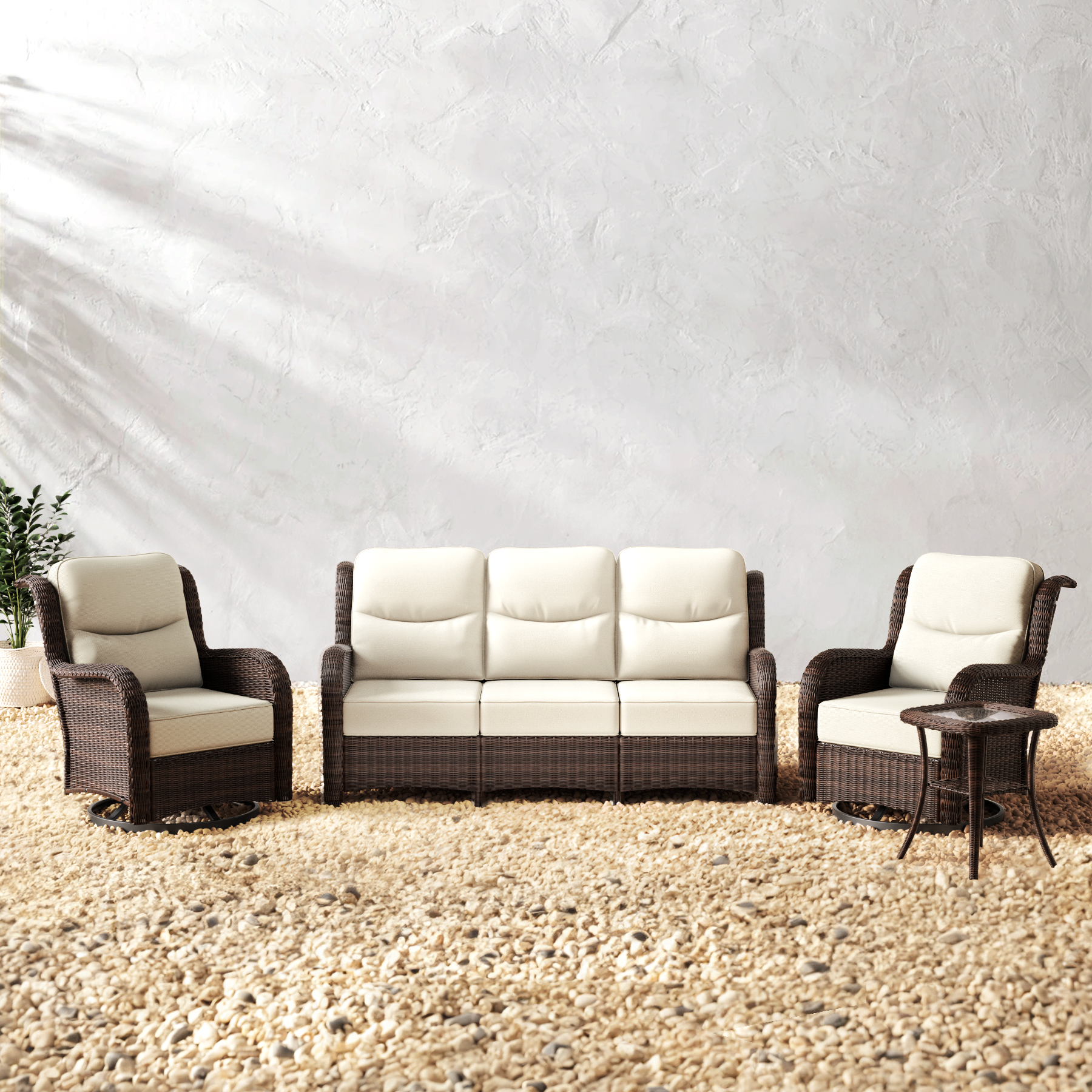 Brown Wicker Sofa Set - 5 Seater