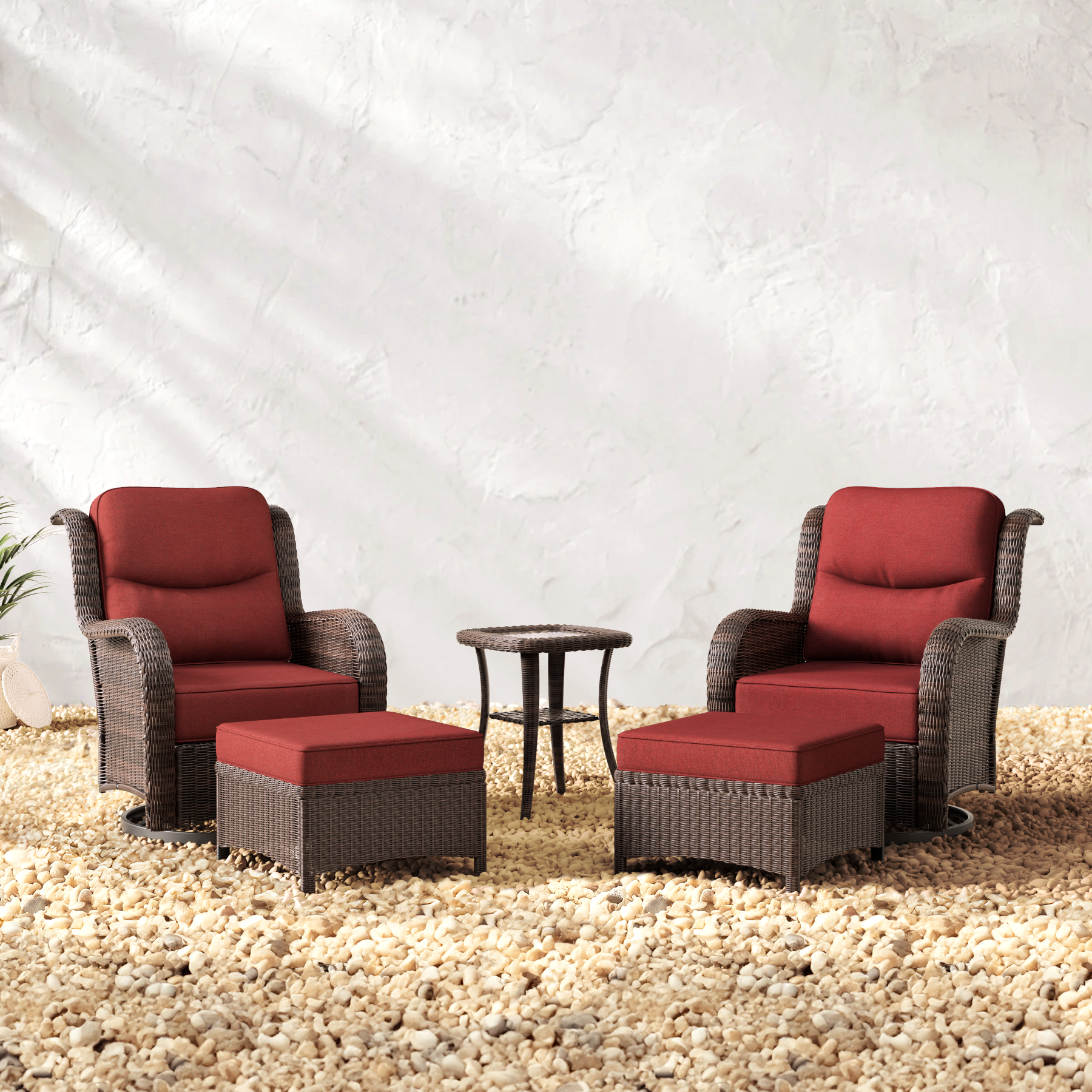 Outdoor Conversation Set With Ottomans