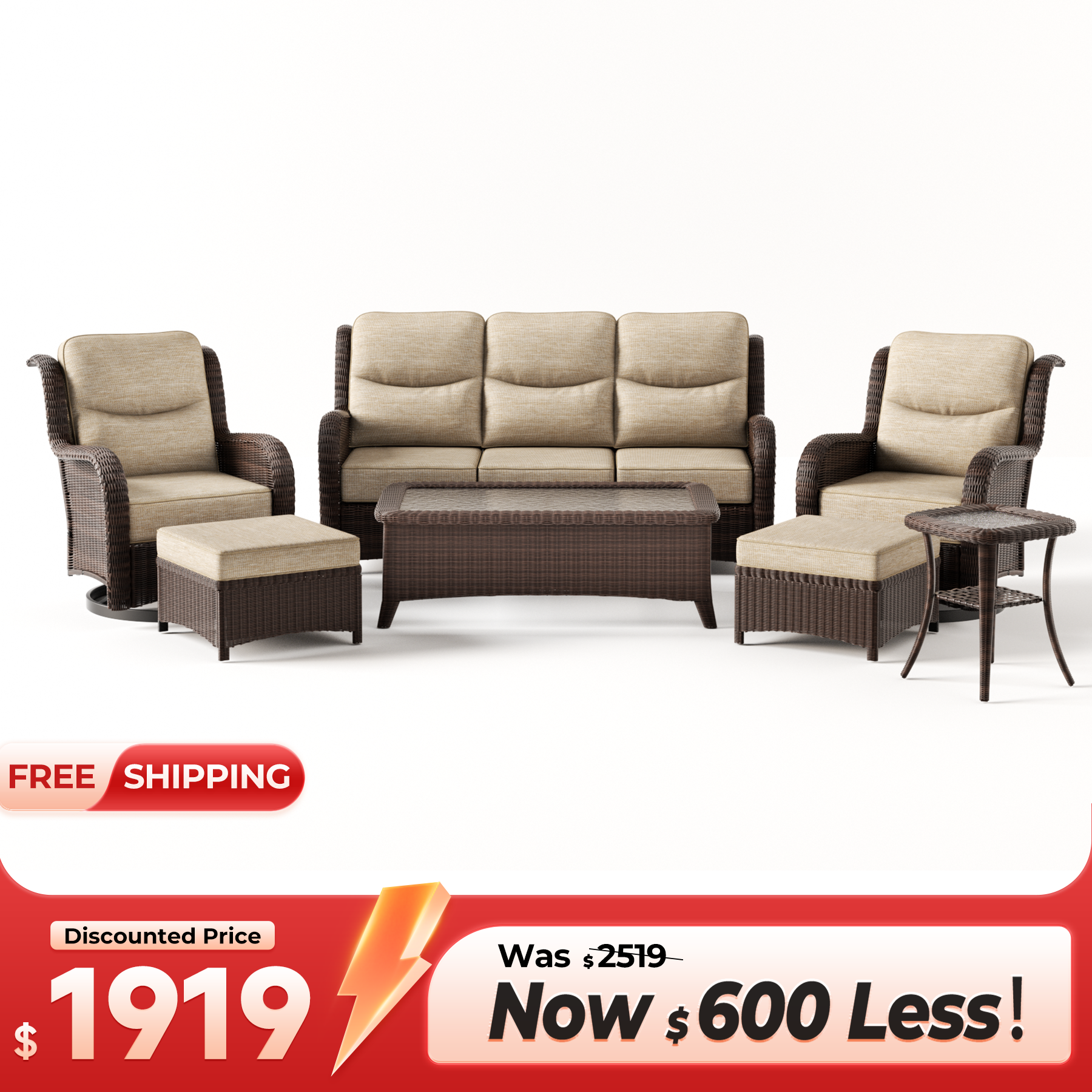 Patio Sofa Set With Tables