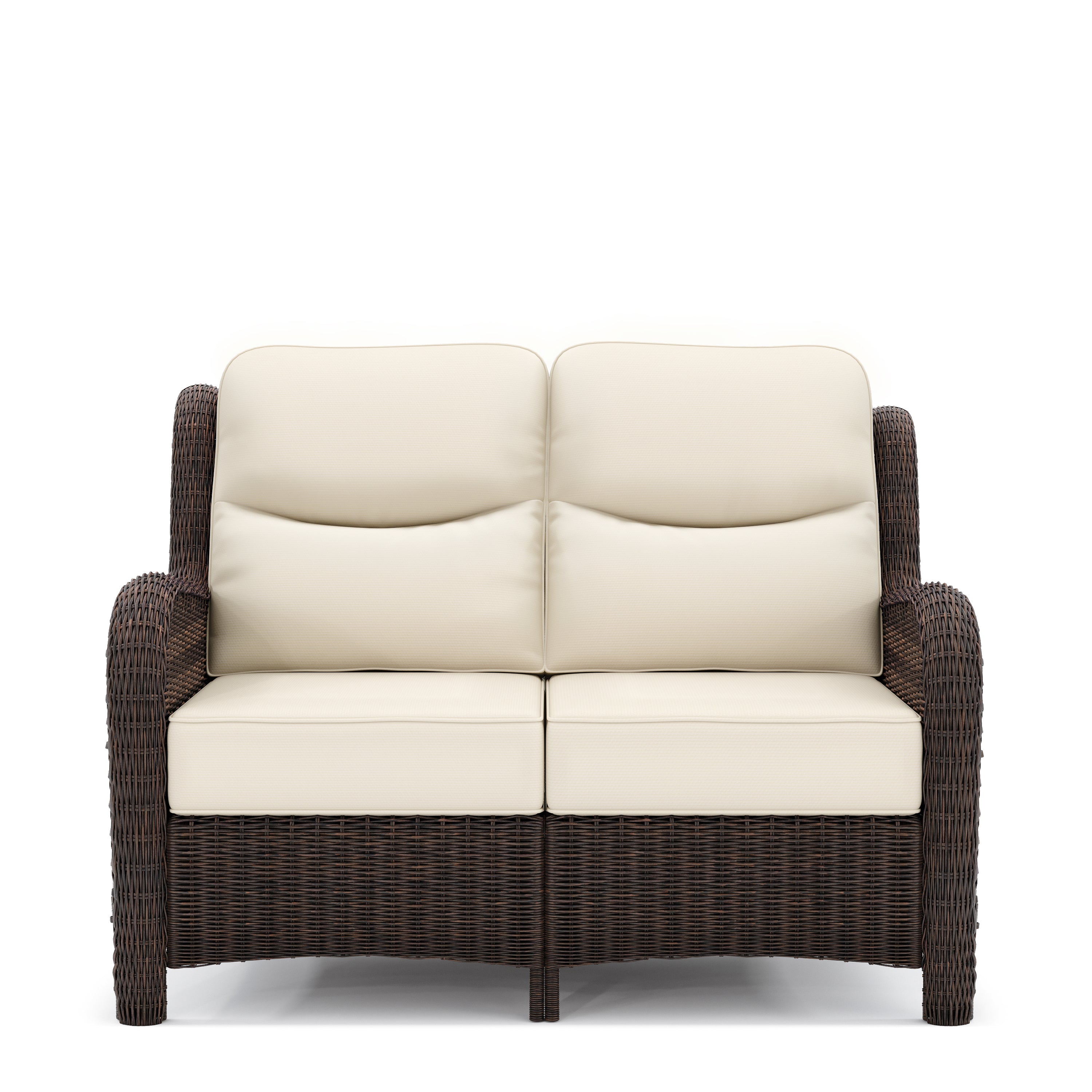 Outdoor Brown Wicker Loveseat - 2 Seater