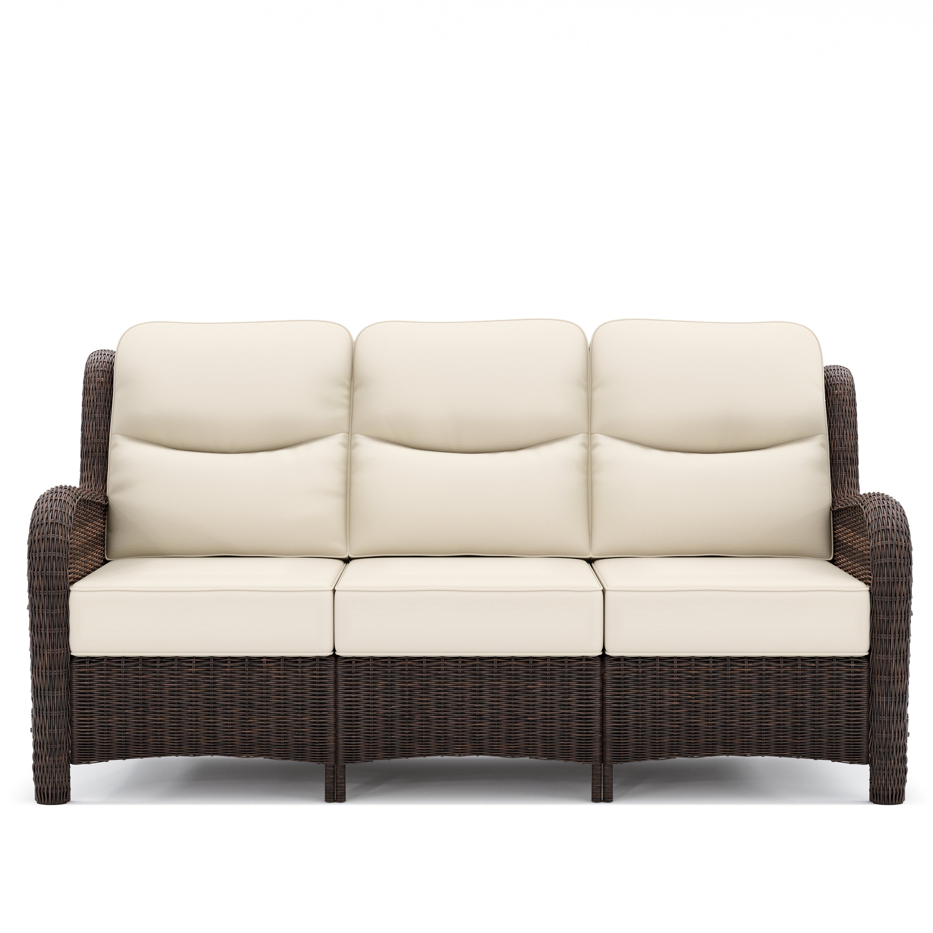Outdoor Brown Wicker Sofa - 3 Seater