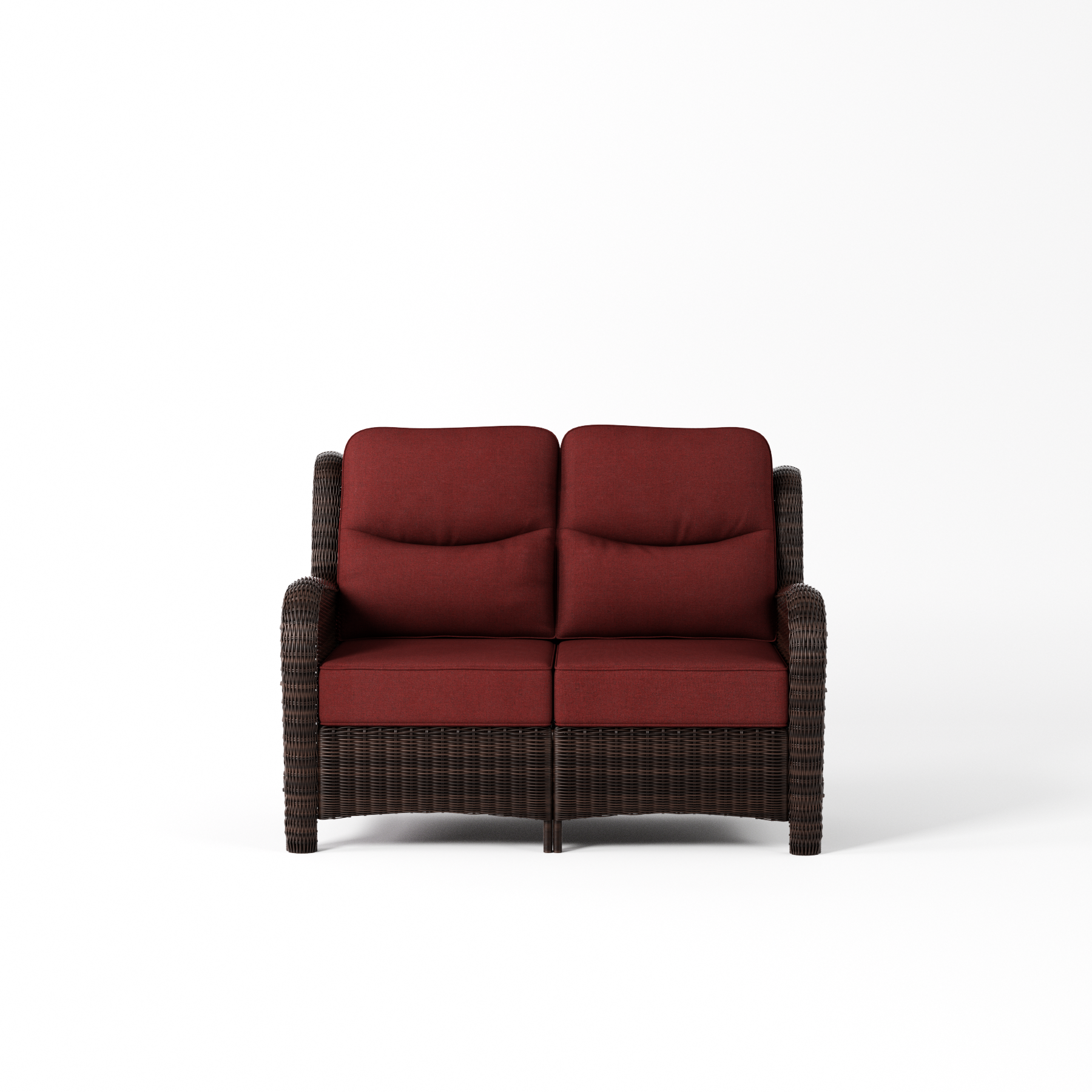 Outdoor Brown Wicker Loveseat - 2 Seater