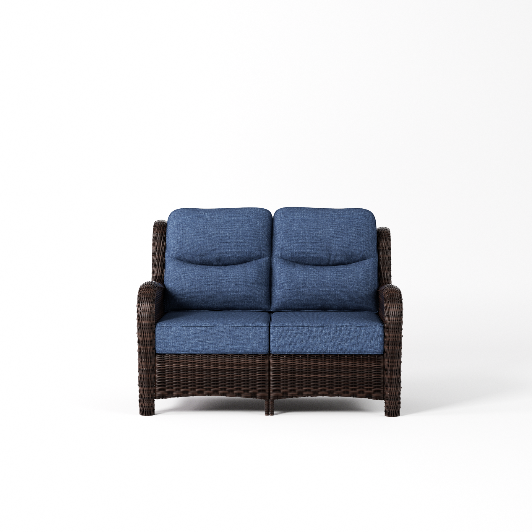 Outdoor Brown Wicker Loveseat - 2 Seater