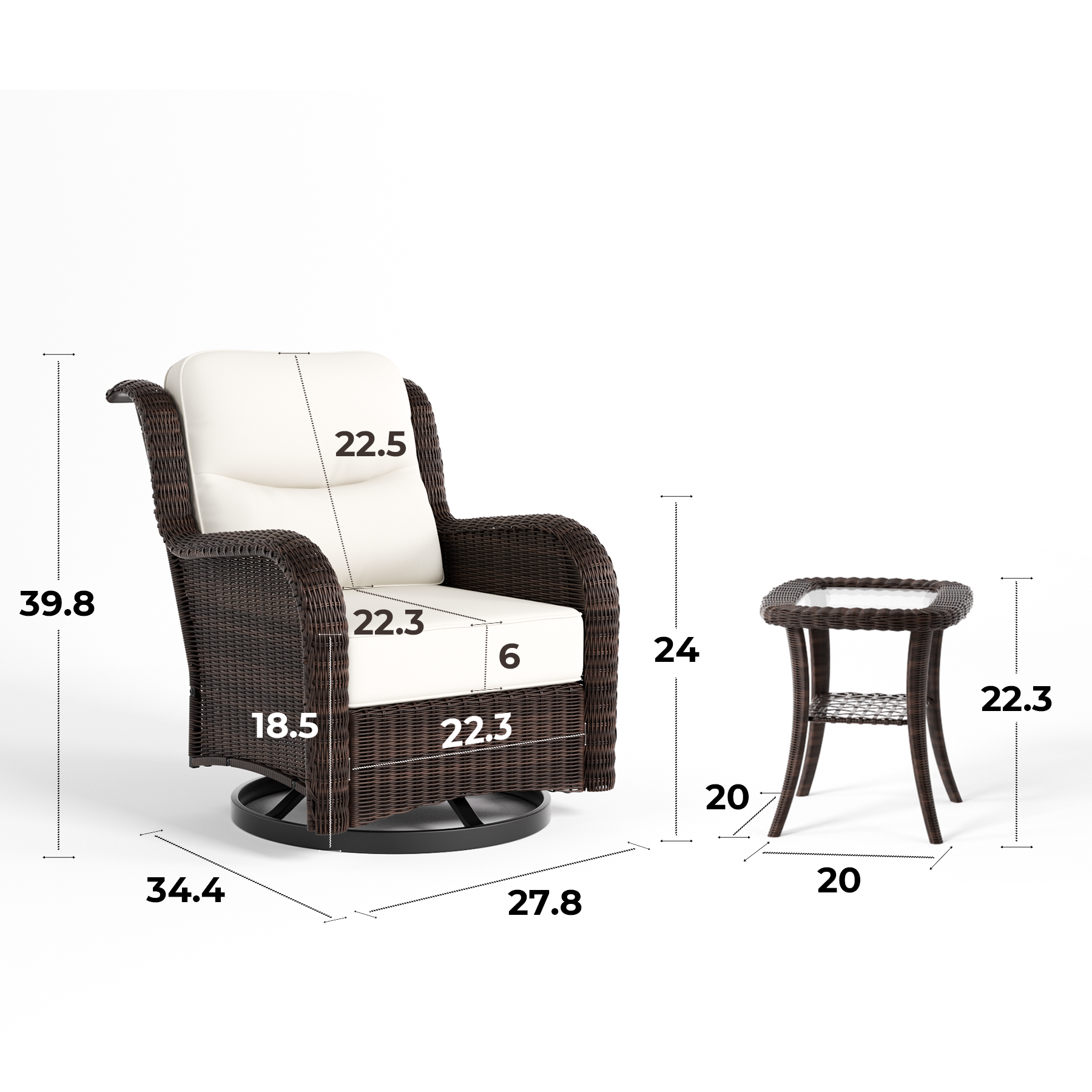 Outdoor Brown Wicker Conversation Set