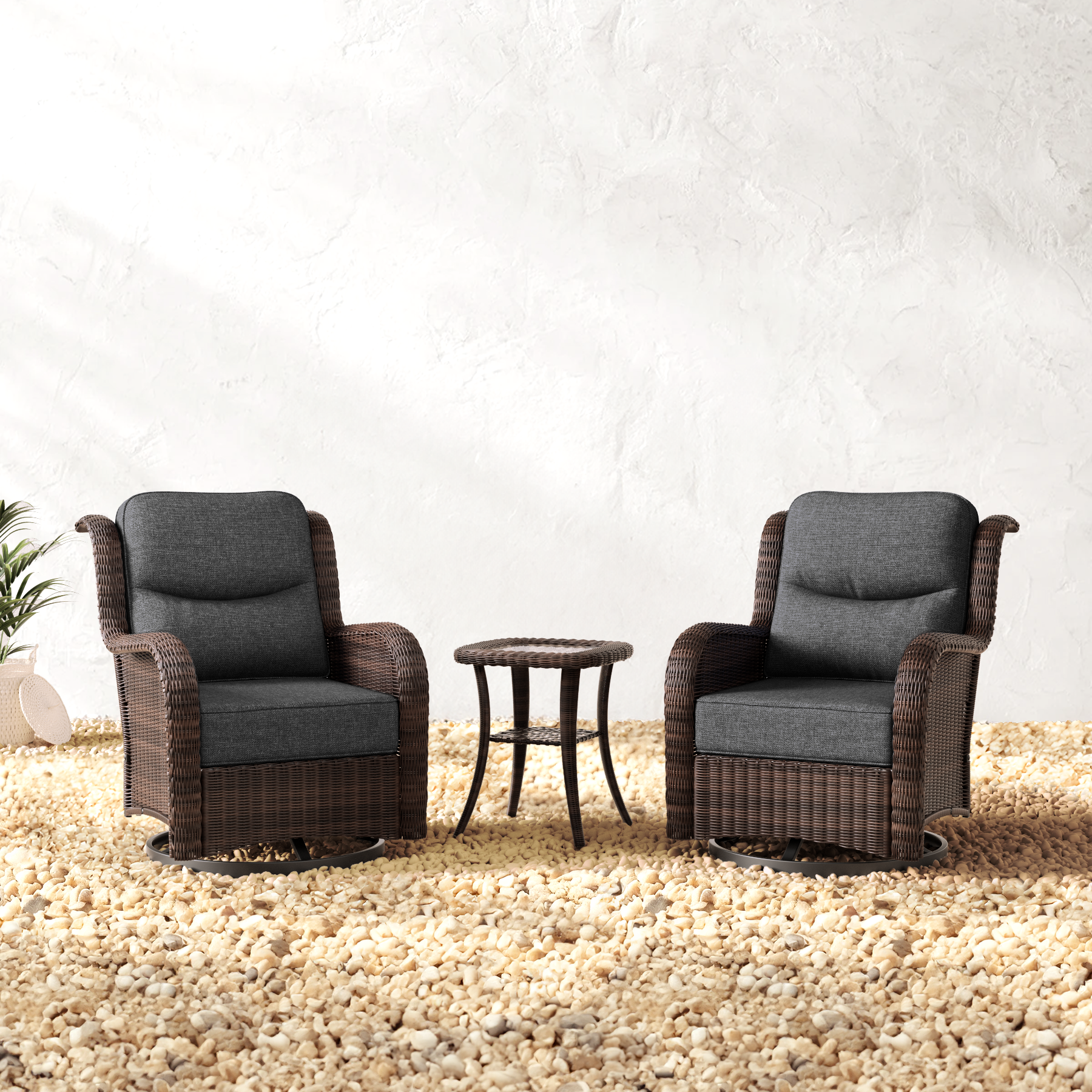 Outdoor Brown Wicker Conversation Set