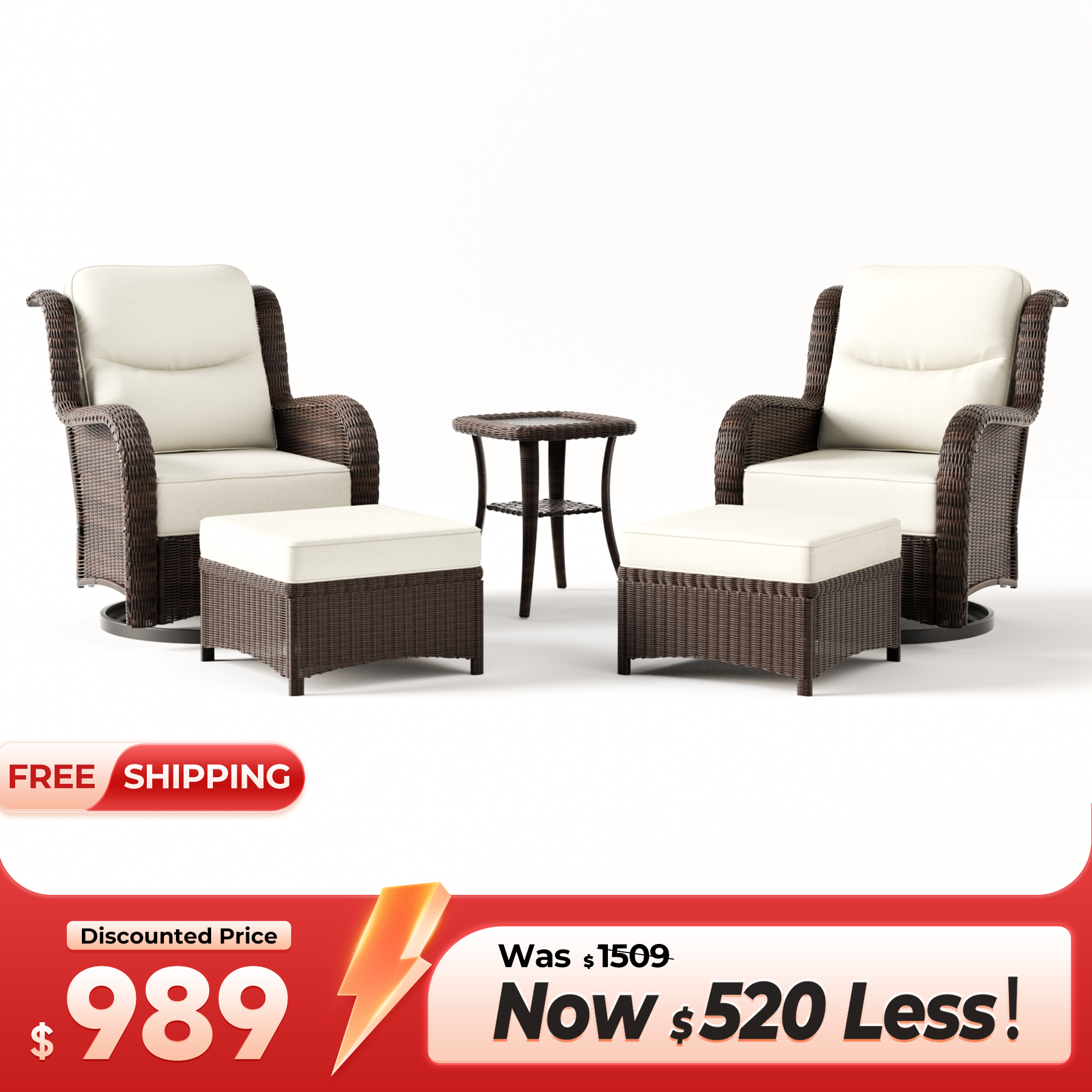 Outdoor Conversation Set With Ottomans