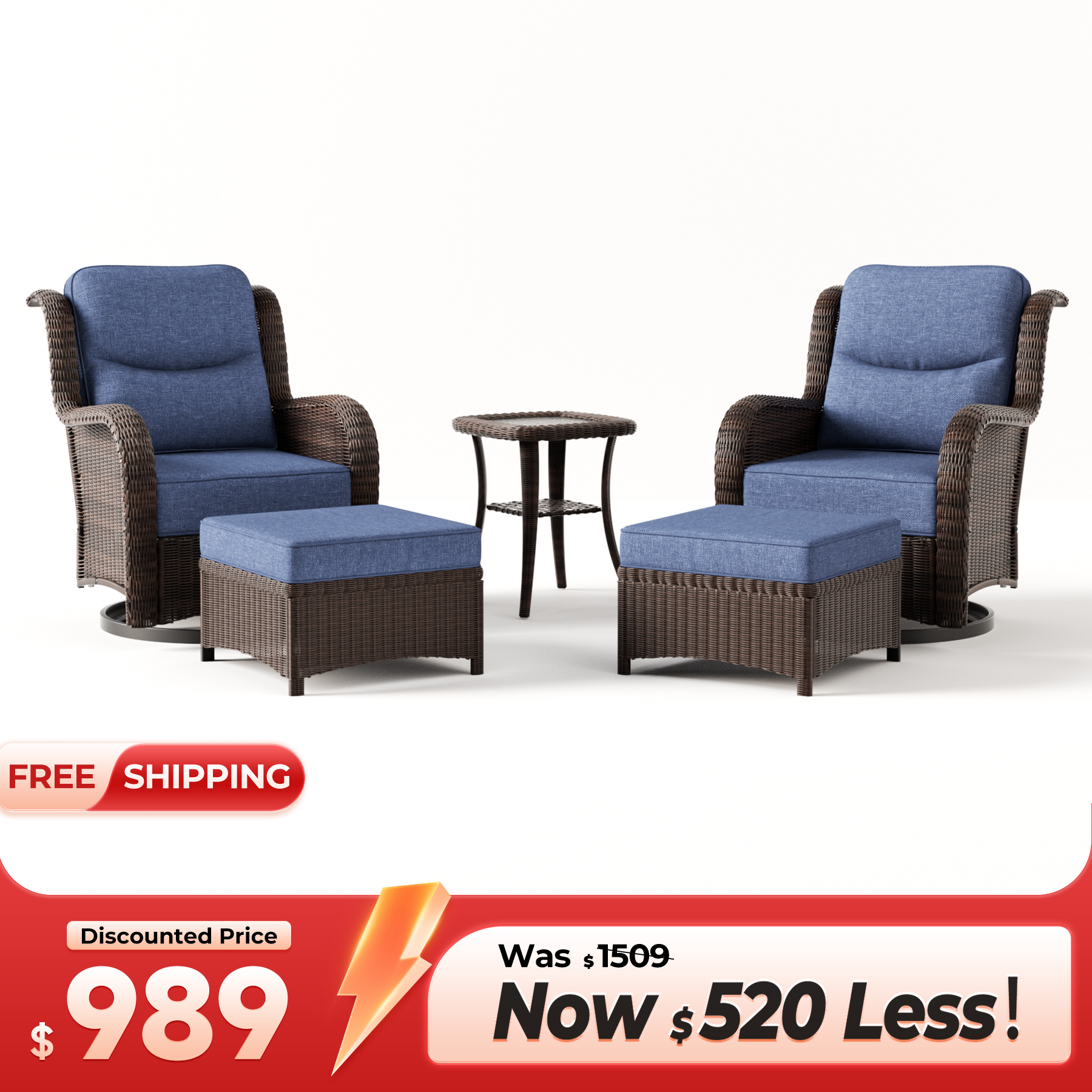 Outdoor Conversation Set With Ottomans